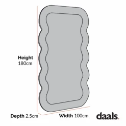 Venus Full Length Wave Mirror 180 x 100 cm – Walnut Stained Solid Wood Curvy Statement Mirror -Daals Store MIRR 162 CHART 2