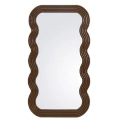 Venus Full Length Wave Mirror 180 x 100 cm – Walnut Stained Solid Wood Curvy Statement Mirror -Daals Store MIRR 162 WOOD WB1