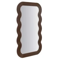 Venus Full Length Wave Mirror 180 x 100 cm – Walnut Stained Solid Wood Curvy Statement Mirror -Daals Store MIRR 162 WOOD WB2
