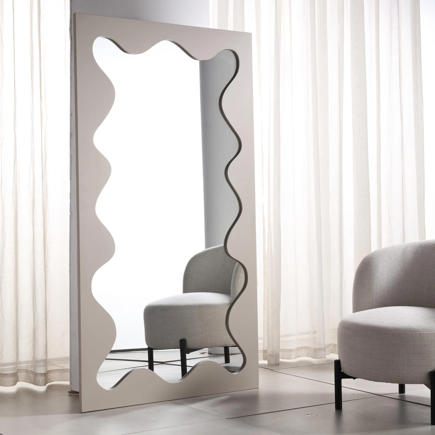 Destin Wave Mirror 180 X 100 Cm, Taupe Gloss 2 Destin Wave Mirror 180 X 100 Cm, Taupe Gloss - Image 2