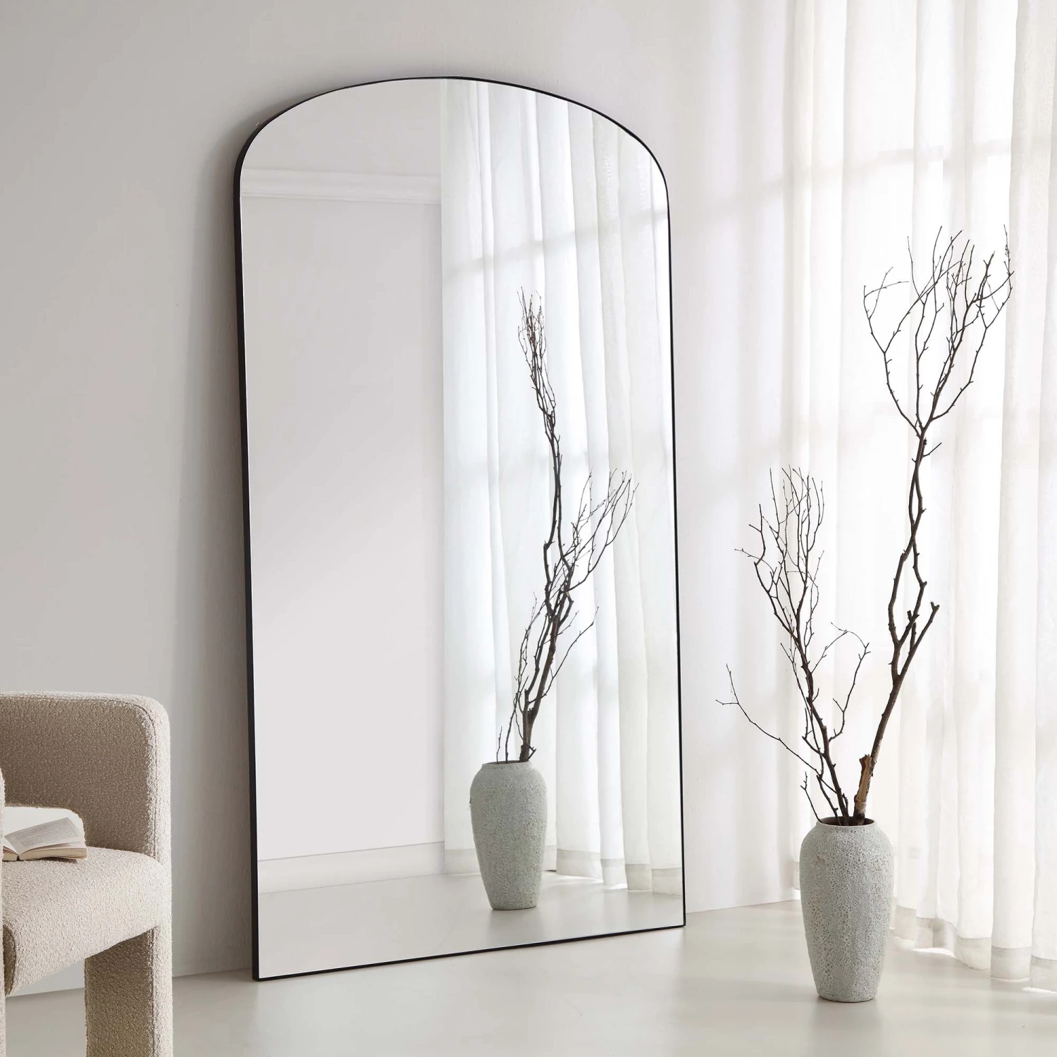 Emmy Extra-Large Black Arch Floor Mirror 180 X 100 Cm 1 Emmy Extra-Large Black Arch Floor Mirror 180 X 100 Cm