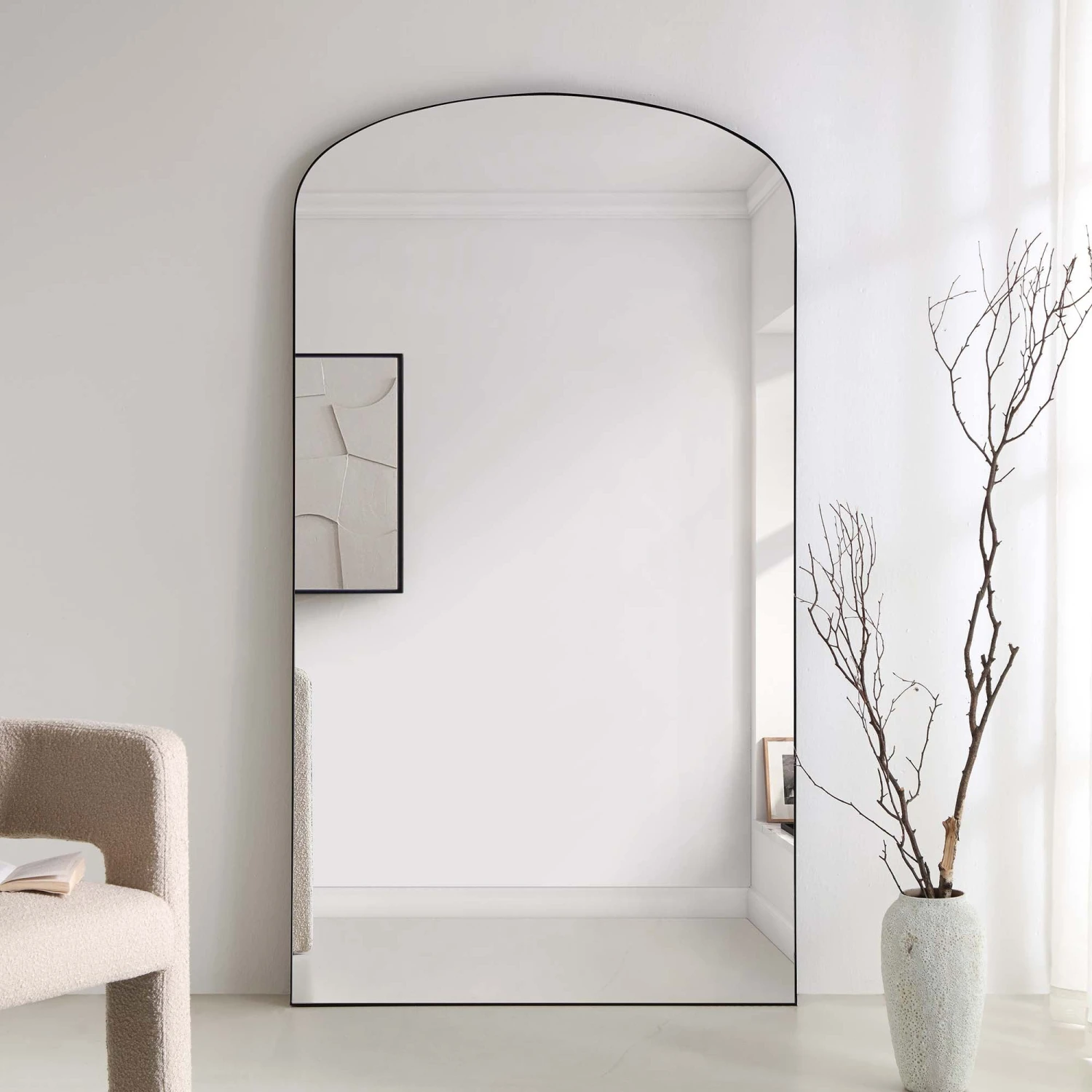 Emmy Extra-Large Black Arch Floor Mirror 180 X 100 Cm 2 Emmy Extra-Large Black Arch Floor Mirror 180 X 100 Cm - Image 2