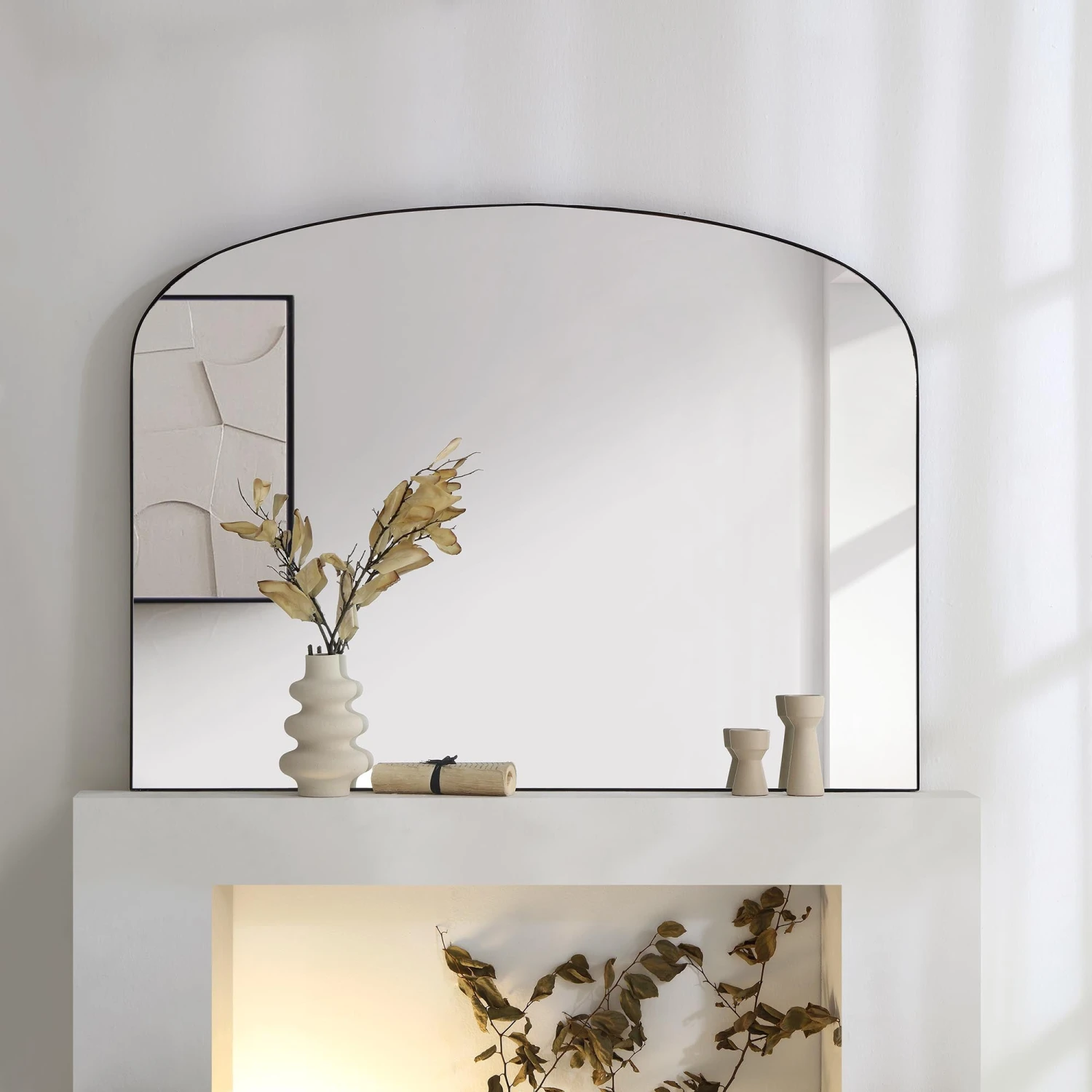 Emmy Black Arch Metal Frame Overmantle Mirror 90 X 120 Cm 2 Emmy Black Arch Metal Frame Overmantle Mirror 90 X 120 Cm - Image 2