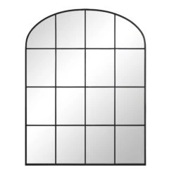 Portobello 180 x 140 cm Extra Large Arched Window Mirror – Black Metal Frame Full Length Leaner Mirror -Daals Store MIRR 280 BLACK WB1