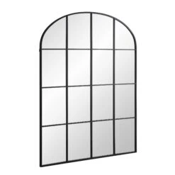 Portobello 180 x 140 cm Extra Large Arched Window Mirror – Black Metal Frame Full Length Leaner Mirror -Daals Store MIRR 280 BLACK WB2