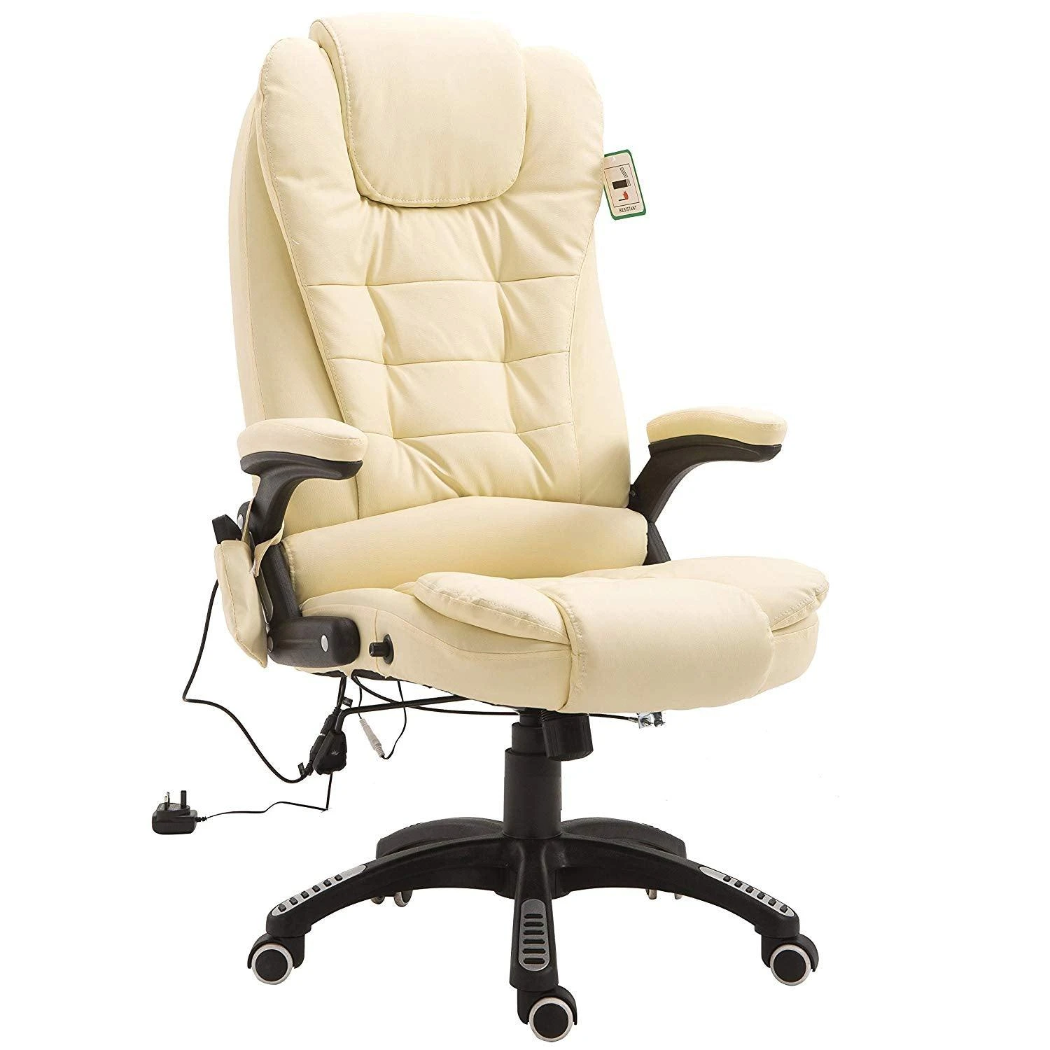 Executive Recline Padded Swivel Office Chair With Vibrating Massage Function, MM17 Cream 1 Executive Recline Padded Swivel Office Chair With Vibrating Massage Function, MM17 Cream