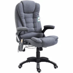Executive Recline Padded Swivel Office Chair With Vibrating Massage Function, MM17 Grey Fabric