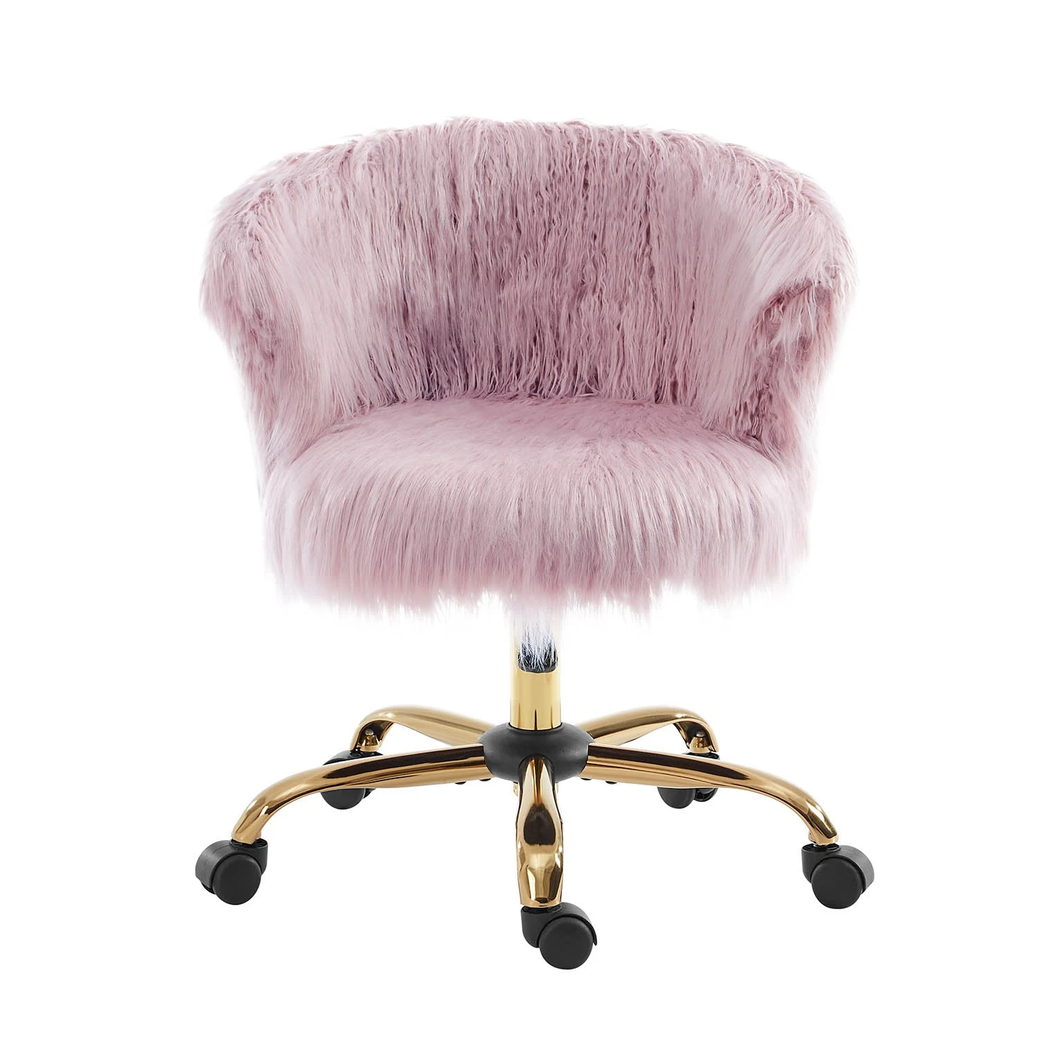 Kylie Plush Shaggy Faux Fur Swivel Chair, Pink 2 Kylie Plush Shaggy Faux Fur Swivel Chair, Pink - Image 2