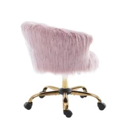 Kylie Plush Shaggy Faux Fur Swivel Chair, Pink 13 Kylie Plush Shaggy Faux Fur Swivel Chair, Pink -Daals Store MO103PINKPLUSH WB3