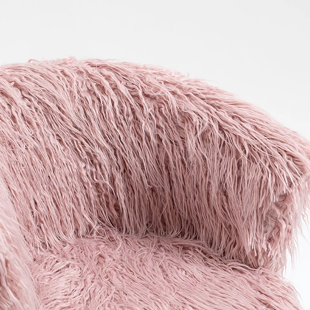 Kylie Plush Shaggy Faux Fur Swivel Chair, Pink 6 Kylie Plush Shaggy Faux Fur Swivel Chair, Pink - Image 6