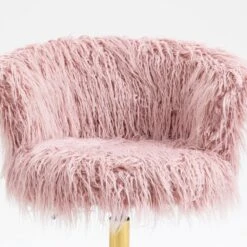Kylie Plush Shaggy Faux Fur Swivel Chair, Pink 15 Kylie Plush Shaggy Faux Fur Swivel Chair, Pink -Daals Store MO103PINKPLUSH detail2