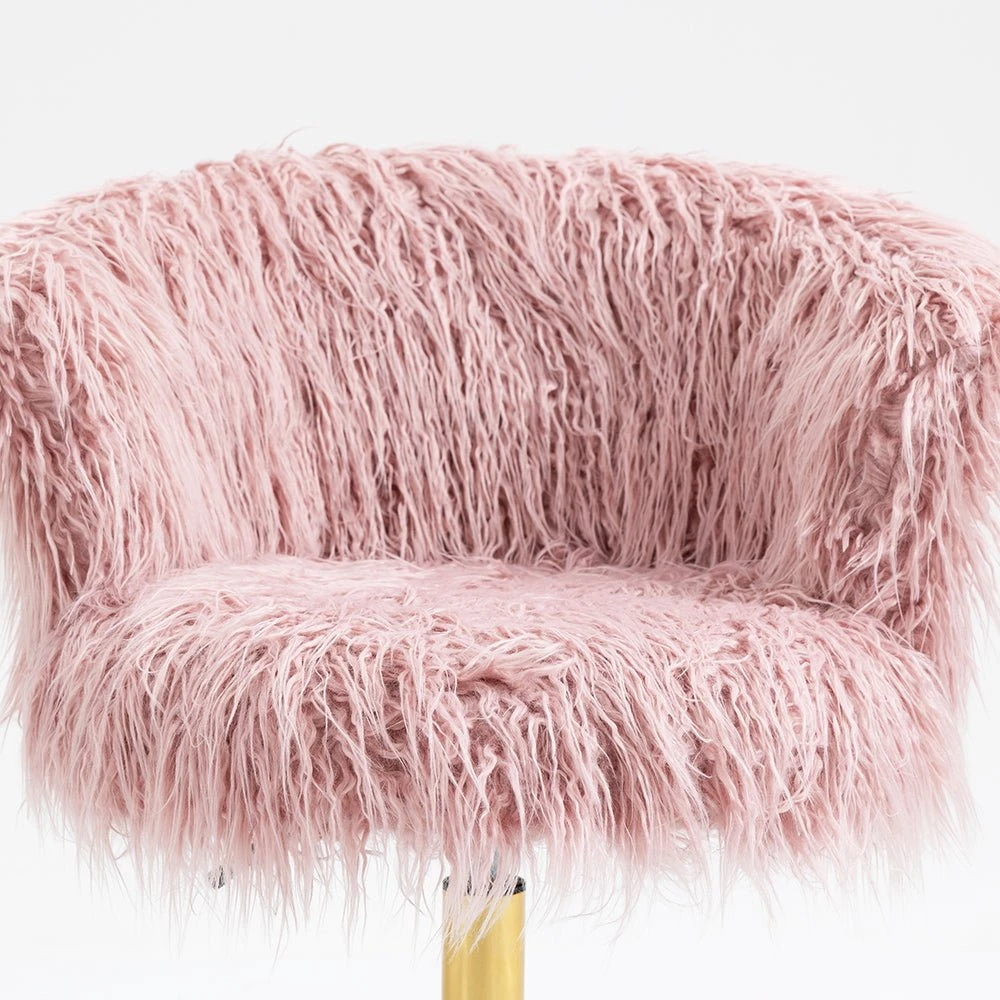Kylie Plush Shaggy Faux Fur Swivel Chair, Pink 7 Kylie Plush Shaggy Faux Fur Swivel Chair, Pink - Image 7