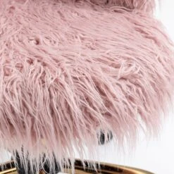 Kylie Plush Shaggy Faux Fur Swivel Chair, Pink 16 Kylie Plush Shaggy Faux Fur Swivel Chair, Pink -Daals Store MO103PINKPLUSH detail3