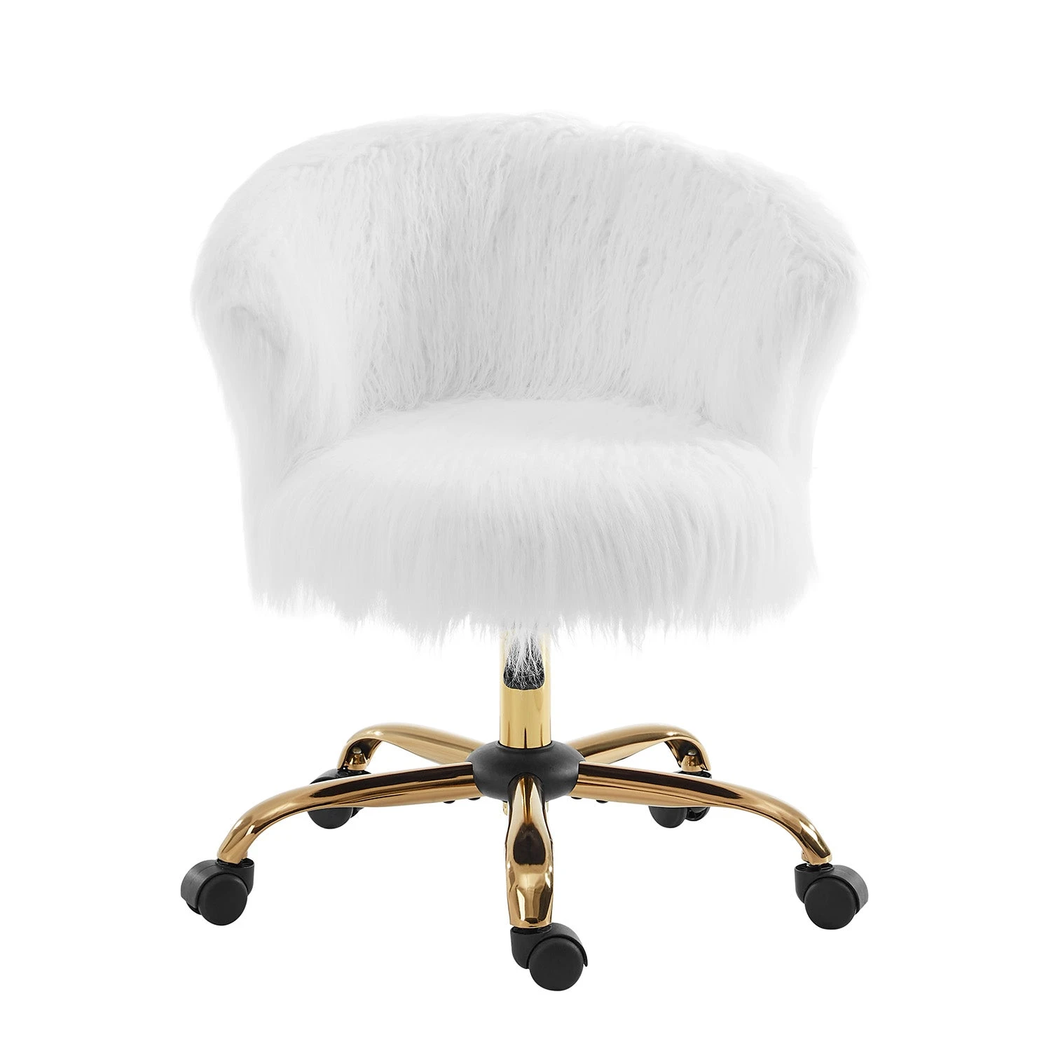 Kylie Plush Shaggy Faux Fur Swivel Chair, White 6 Kylie Plush Shaggy Faux Fur Swivel Chair, White - Image 6