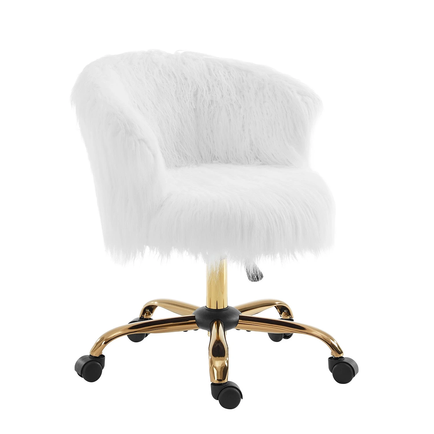 Kylie Plush Shaggy Faux Fur Swivel Chair, White 7 Kylie Plush Shaggy Faux Fur Swivel Chair, White - Image 7