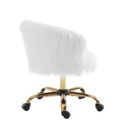 Kylie Plush Shaggy Faux Fur Swivel Chair, White 17 Kylie Plush Shaggy Faux Fur Swivel Chair, White -Daals Store MO103WHITEPLUSH WB3