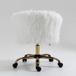 Kylie Plush Shaggy Faux Fur Swivel Chair, White 11 Kylie Plush Shaggy Faux Fur Swivel Chair, White -Daals Store MO103WHITEPLUSH scene2