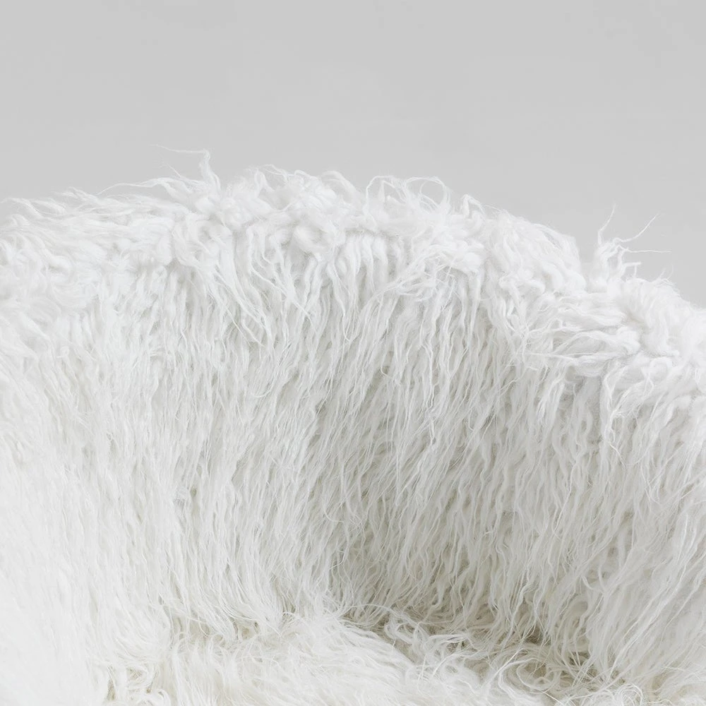 Kylie Plush Shaggy Faux Fur Swivel Chair, White 4 Kylie Plush Shaggy Faux Fur Swivel Chair, White - Image 4