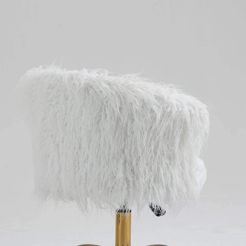 Kylie Plush Shaggy Faux Fur Swivel Chair, White 5 Kylie Plush Shaggy Faux Fur Swivel Chair, White - Image 5