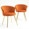 Kylie Set Of 2 Orange Velvet Dining Chairs 32 Kylie Set Of 2 Orange Velvet Dining Chairs -Daals Store MO104ORANGEVEL P main