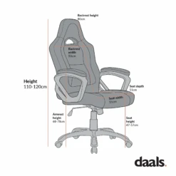 DaAls Racing Sport Swivel Office Chair In Black & White 11 DaAls Racing Sport Swivel Office Chair In Black & White -Daals Store MO30 CHART 4