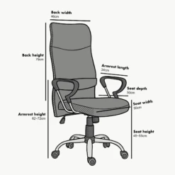Sleek Design High Back Mesh Fabric Swivel Office Chair With Chrome Base, MO57 Black 10 Sleek Design High Back Mesh Fabric Swivel Office Chair With Chrome Base, MO57 Black -Daals Store MO57 CHART