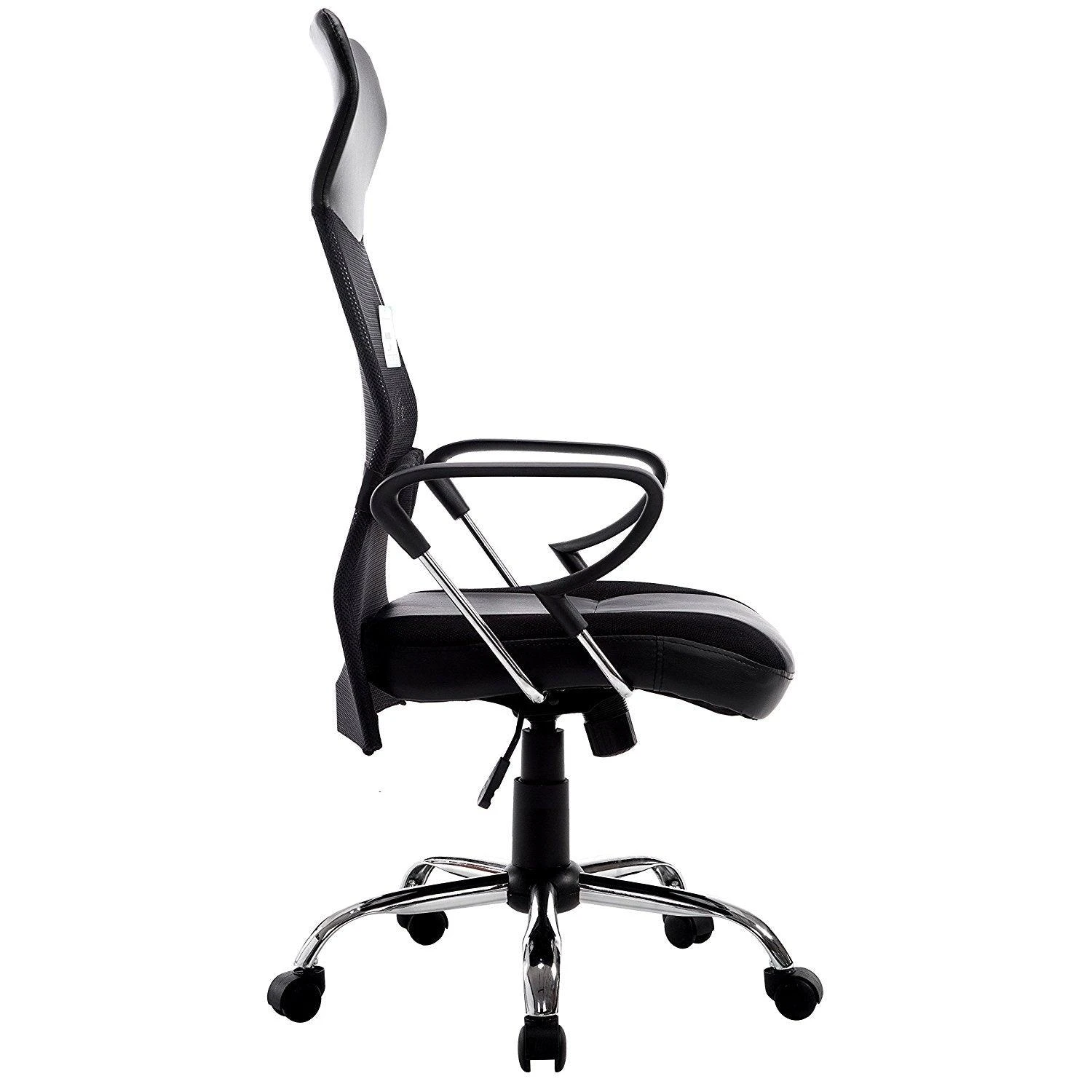 Sleek Design High Back Mesh Fabric Swivel Office Chair With Chrome Base, MO57 Black 2 Sleek Design High Back Mesh Fabric Swivel Office Chair With Chrome Base, MO57 Black - Image 2