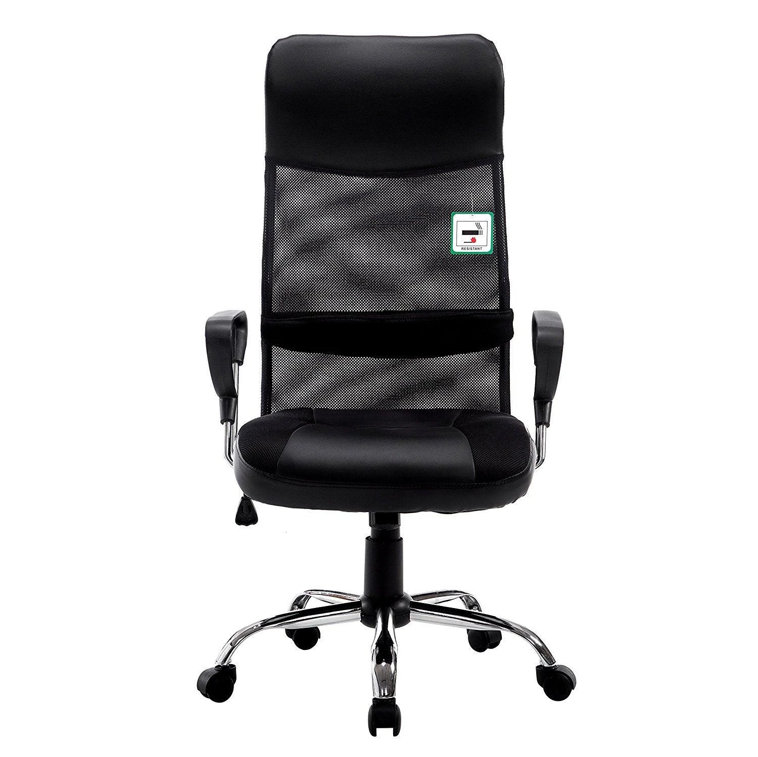 Sleek Design High Back Mesh Fabric Swivel Office Chair With Chrome Base, MO57 Black 4 Sleek Design High Back Mesh Fabric Swivel Office Chair With Chrome Base, MO57 Black - Image 4