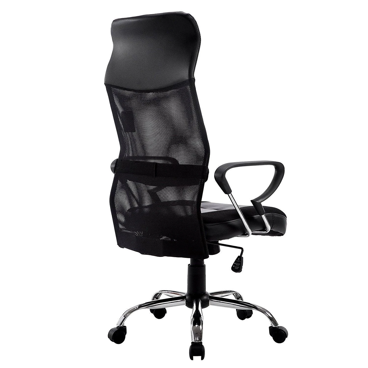 Sleek Design High Back Mesh Fabric Swivel Office Chair With Chrome Base, MO57 Black 5 Sleek Design High Back Mesh Fabric Swivel Office Chair With Chrome Base, MO57 Black - Image 5