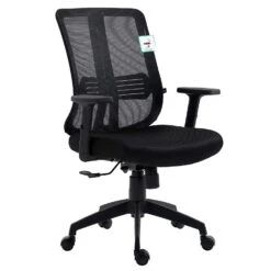 Black Mesh Medium Back Executive Office Chair Swivel Desk Chair With Synchro-Tilt, Adjustable Armrests