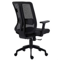 Black Mesh Medium Back Executive Office Chair Swivel Desk Chair With Synchro-Tilt, Adjustable Armrests -Daals Store MO73BLACK LB WB4