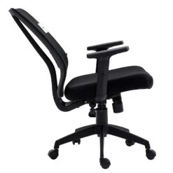 Black Mesh Medium Back Executive Office Chair Swivel Desk Chair With Synchro-Tilt, Adjustable Armrests -Daals Store MO73BLACK LB WB5