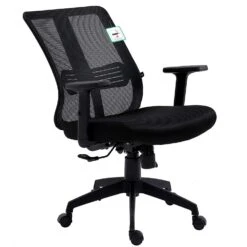 Black Mesh Medium Back Executive Office Chair Swivel Desk Chair With Synchro-Tilt, Adjustable Armrests -Daals Store MO73BLACK LB WB6