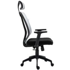 Grey Mesh High Back Executive Office Chair Swivel Desk Chair With Synchro-Tilt, Adjustable Armrest & Headrest -Daals Store MO73GREY HB WB3