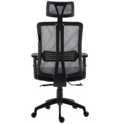 Grey Mesh High Back Executive Office Chair Swivel Desk Chair With Synchro-Tilt, Adjustable Armrest & Headrest -Daals Store MO73GREY HB WB4