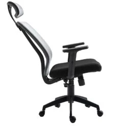 Grey Mesh High Back Executive Office Chair Swivel Desk Chair With Synchro-Tilt, Adjustable Armrest & Headrest -Daals Store MO73GREY HB WB7