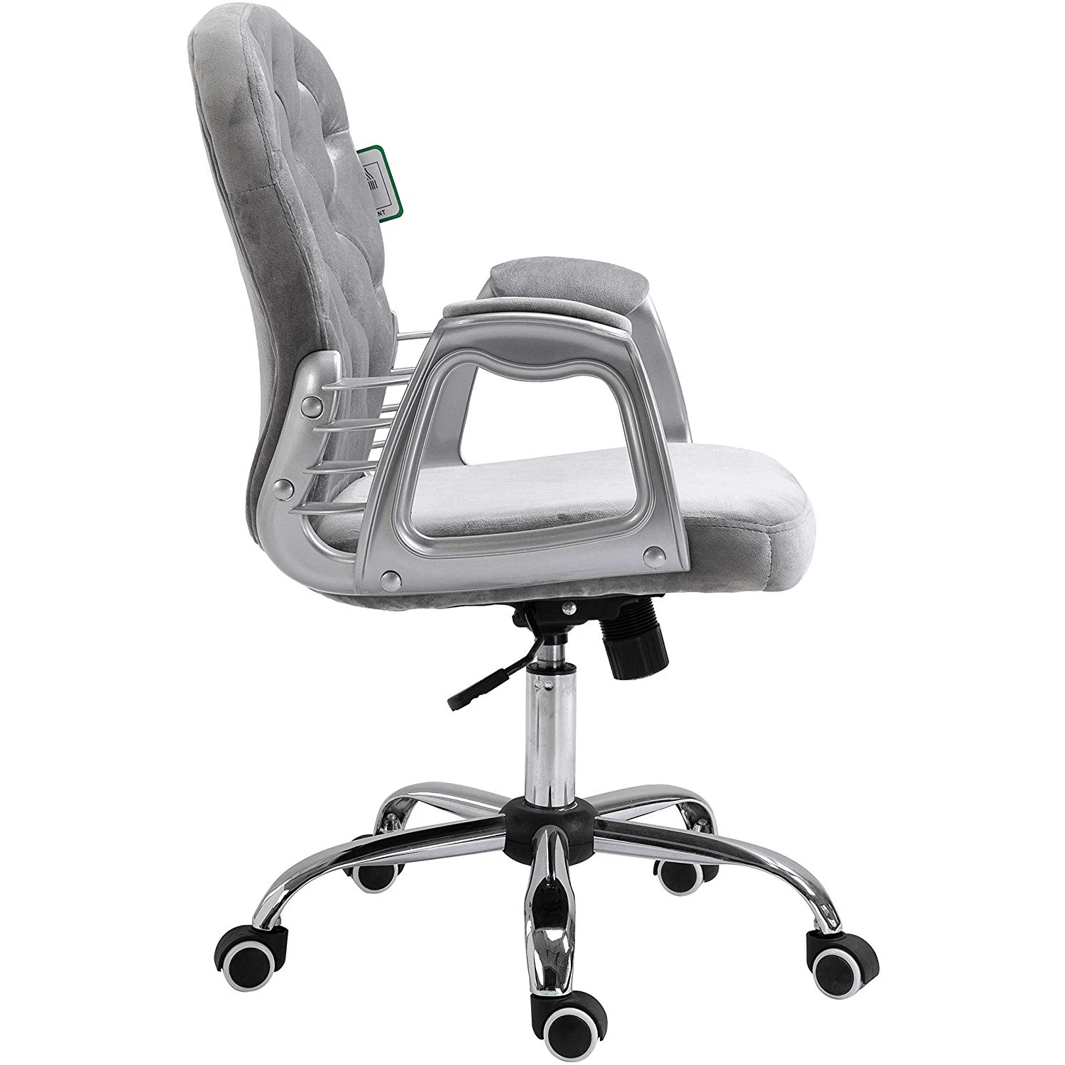 Grey Velvet Chesterfield Mid Back Swivel Chair 4 Grey Velvet Chesterfield Mid Back Swivel Chair - Image 4