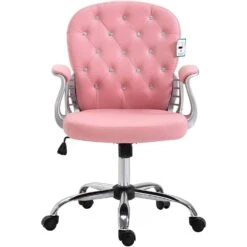 Pink Faux Leather Chesterfield Swivel Chair 10 Pink Faux Leather Chesterfield Swivel Chair -Daals Store MO85PINK WB2