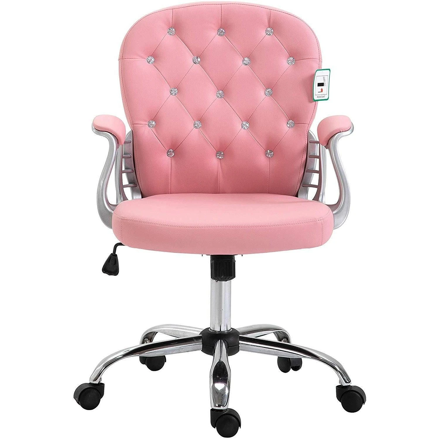 Pink Faux Leather Chesterfield Swivel Chair 2 Pink Faux Leather Chesterfield Swivel Chair - Image 2