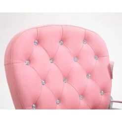 Pink Faux Leather Chesterfield Swivel Chair 16 Pink Faux Leather Chesterfield Swivel Chair -Daals Store MO85PINK detail2