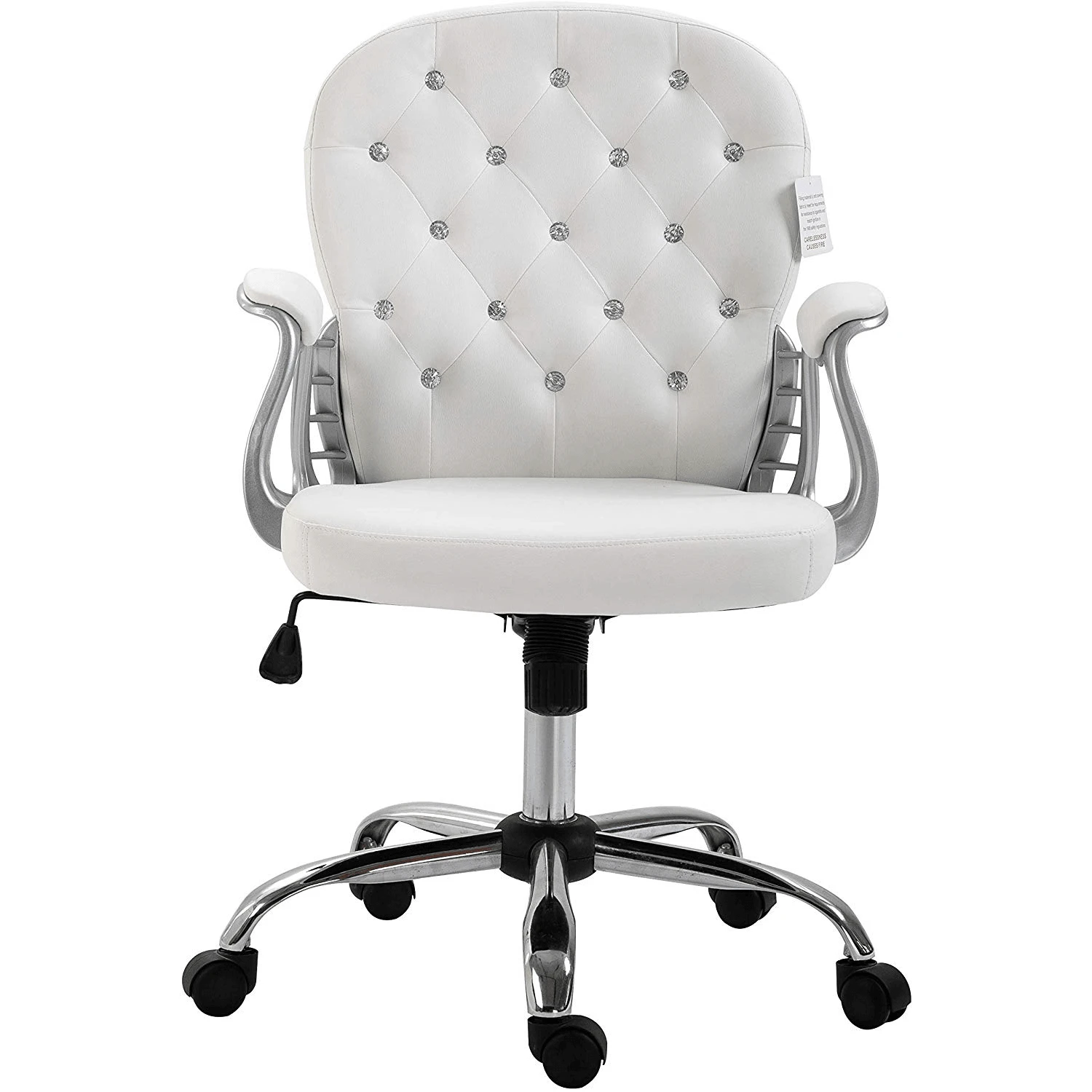 White Faux Leather Chesterfield Swivel Chair 2 White Faux Leather Chesterfield Swivel Chair - Image 2