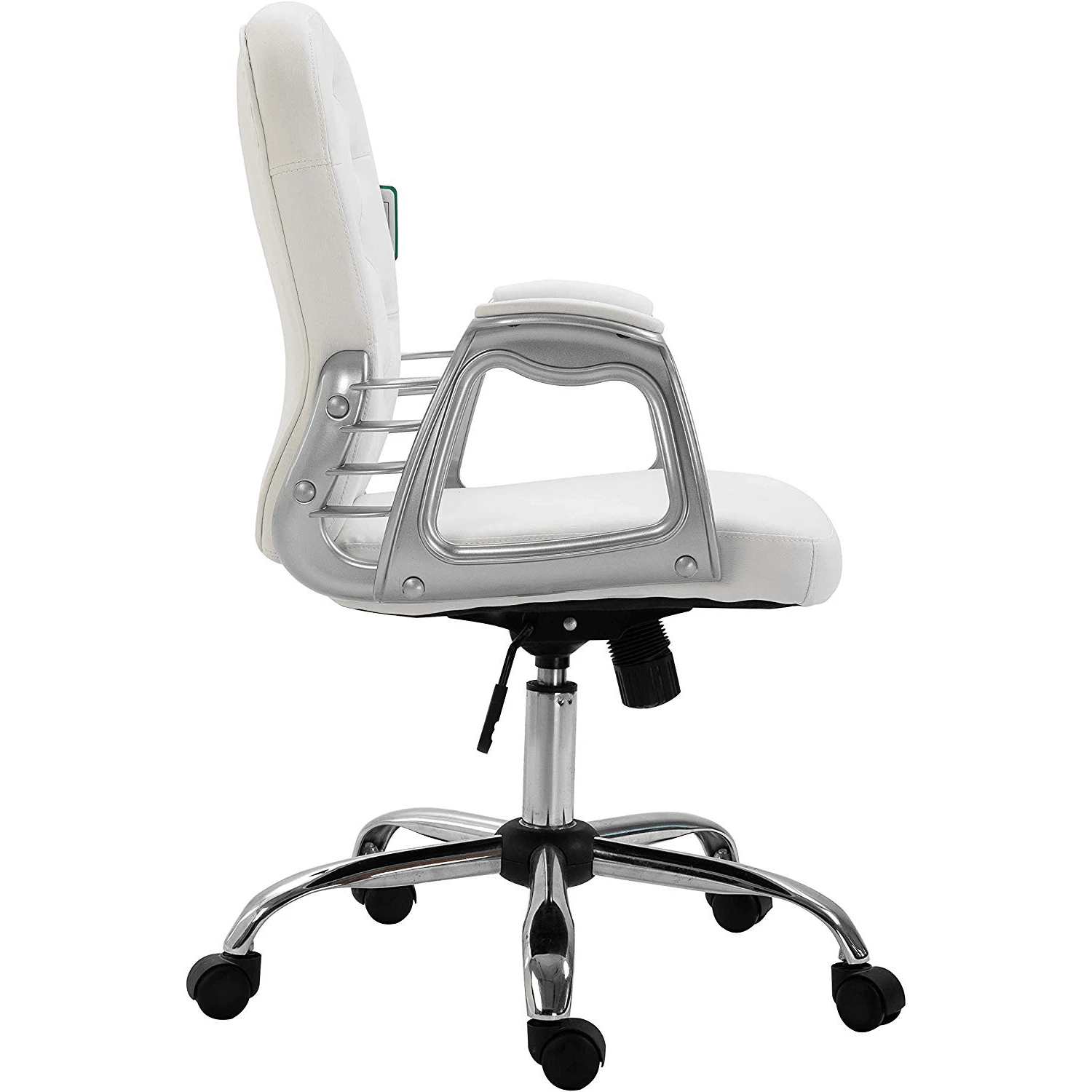 White Faux Leather Chesterfield Swivel Chair 4 White Faux Leather Chesterfield Swivel Chair - Image 4