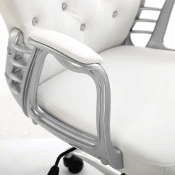 White Faux Leather Chesterfield Swivel Chair 12 White Faux Leather Chesterfield Swivel Chair -Daals Store MO85WHITE detail1