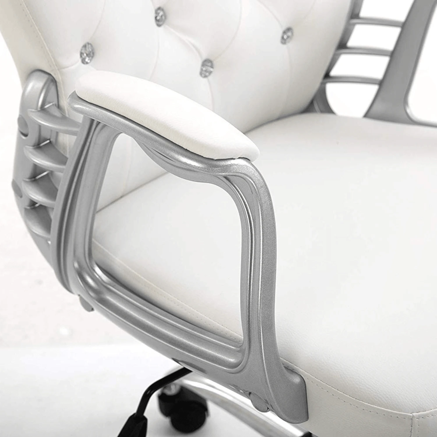White Faux Leather Chesterfield Swivel Chair 6 White Faux Leather Chesterfield Swivel Chair - Image 6