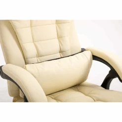 Executive Reclining Desk Chair With Footrest, Headrest And Lumbar Cushion, Cream PU Leather 17 Executive Reclining Desk Chair With Footrest, Headrest And Lumbar Cushion, Cream PU Leather -Daals Store MR34CREAM detail2