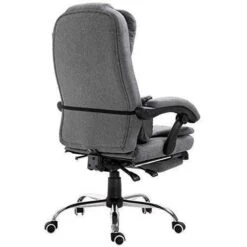 Executive Reclining Desk Chair With Footrest, Headrest And Lumbar Cushion Support, Grey Fabric 14 Executive Reclining Desk Chair With Footrest, Headrest And Lumbar Cushion Support, Grey Fabric -Daals Store MR34GREY WB4