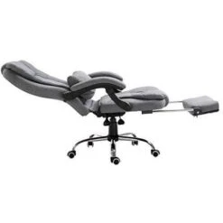 Executive Reclining Desk Chair With Footrest, Headrest And Lumbar Cushion Support, Grey Fabric 16 Executive Reclining Desk Chair With Footrest, Headrest And Lumbar Cushion Support, Grey Fabric -Daals Store MR34GREY WB6