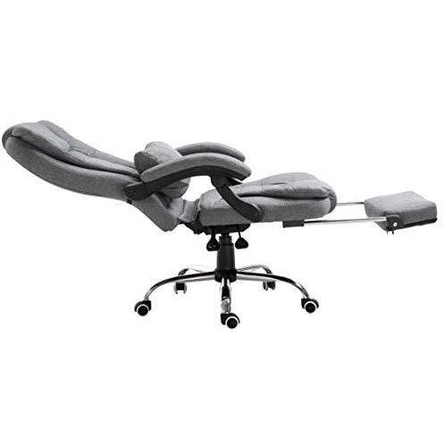 Executive Reclining Desk Chair With Footrest, Headrest And Lumbar Cushion Support, Grey Fabric 7 Executive Reclining Desk Chair With Footrest, Headrest And Lumbar Cushion Support, Grey Fabric - Image 7