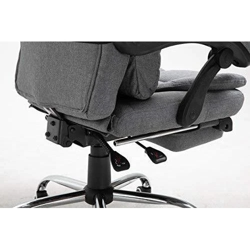 Executive Reclining Desk Chair With Footrest, Headrest And Lumbar Cushion Support, Grey Fabric 9 Executive Reclining Desk Chair With Footrest, Headrest And Lumbar Cushion Support, Grey Fabric - Image 9
