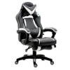 High Back Recliner Gaming Swivel Chair With Footrest & Adjustable Lumbar & Head Cushion, MR49 Black & White 14 High Back Recliner Gaming Swivel Chair With Footrest & Adjustable Lumbar & Head Cushion, MR49 Black & White -Daals Store MR49WHITE1 WB1